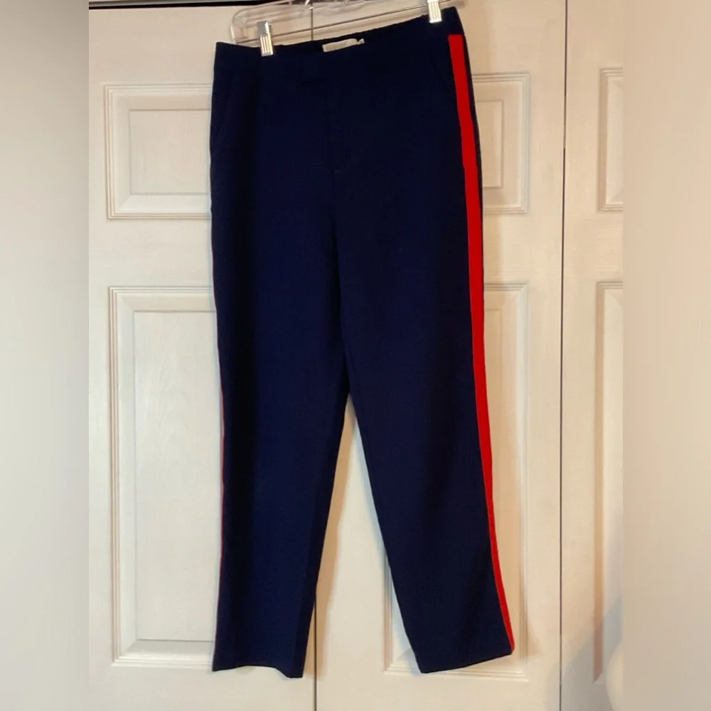 H & M L.O.G.G. Navy Blue Red Stripe Pants Pockets Size‎ 8